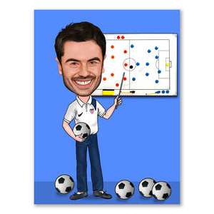 Karikatur vom Foto - Fussballtrainer (ca637) - Lustige individuelle Karikatur vom eigenen Foto