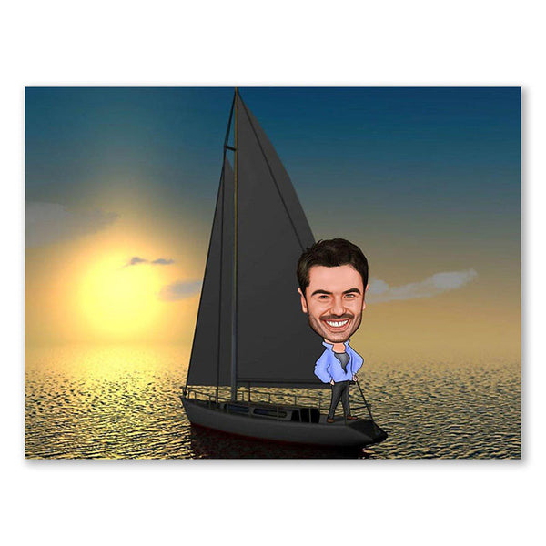 Karikatur vom Foto - Skipper (ca649) - Lustige individuelle Karikatur vom eigenen Foto