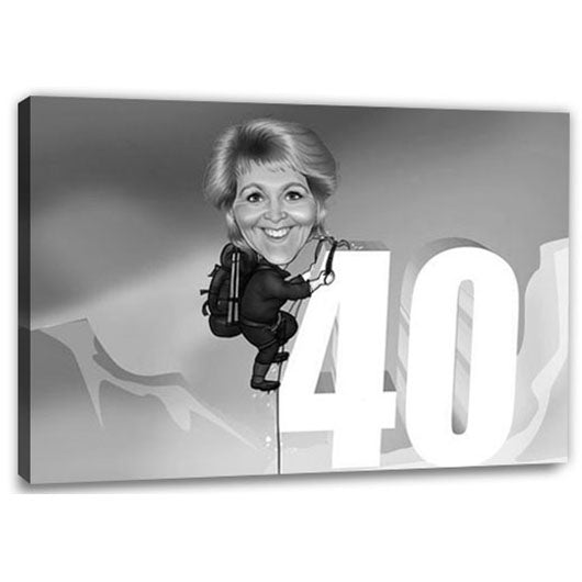 Karikatur vom Foto - Alt werden ohne Altern SW (ca669sw) - Lustige individuelle Karikatur vom eigenen Foto