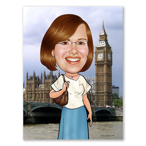 Karikatur vom Foto - London Big Ben (ca722) - Lustige individuelle Karikatur vom eigenen Foto