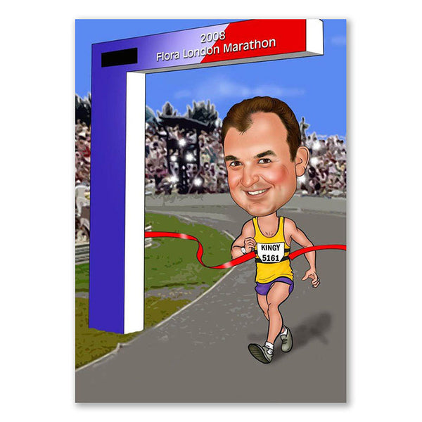 Karikatur vom Foto - Marathon Sieger (ca724) - Lustige individuelle Karikatur vom eigenen Foto