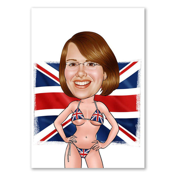 Karikatur vom Foto - Sexy Britin (ca727) - Lustige individuelle Karikatur vom eigenen Foto