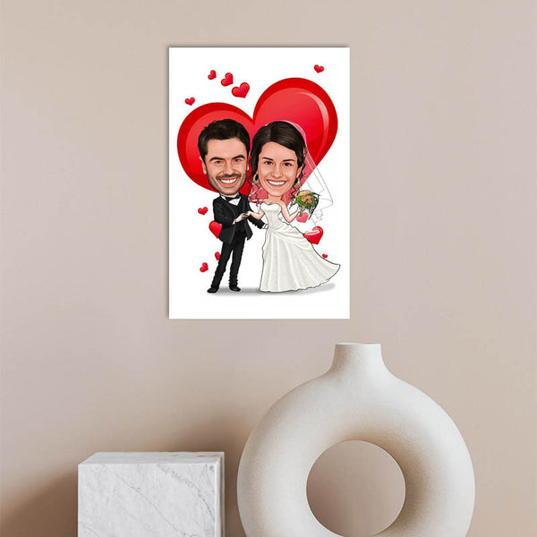 Karikatur vom Foto - Hochzeit mit Herz (ca735) - Lustige individuelle Karikatur vom eigenen Foto