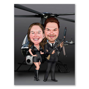 Karikatur vom Foto - Helikopter (ca744) - Lustige individuelle Karikatur vom eigenen Foto