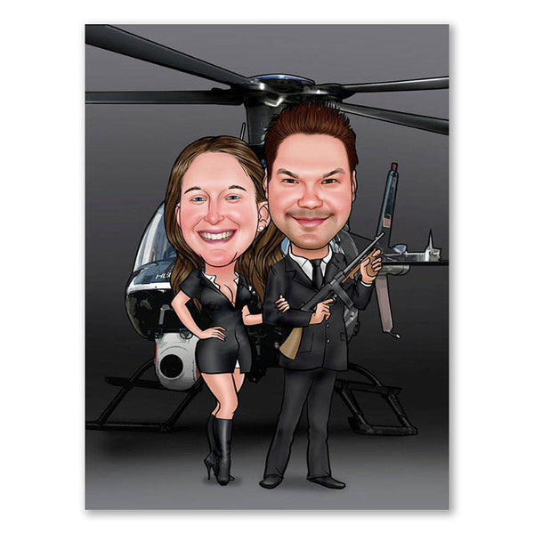 Karikatur vom Foto - Helikopter (ca744) - Lustige individuelle Karikatur vom eigenen Foto