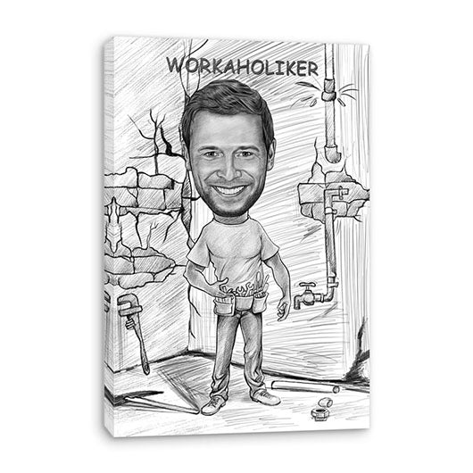 Karikatur vom Foto - Workaholic (ca758pen) - Lustige individuelle Karikatur vom eigenen Foto