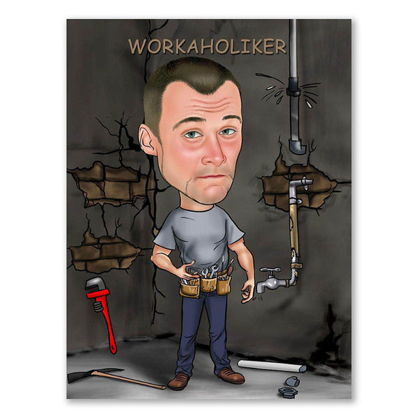 Karikatur vom Foto - Workaholic (ca758) - Lustige individuelle Karikatur vom eigenen Foto