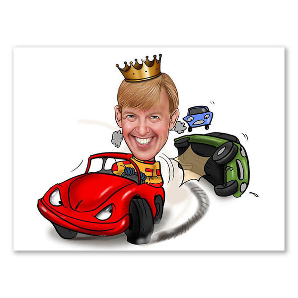 Karikatur vom Foto - King Driver (ca761) - Lustige individuelle Karikatur vom eigenen Foto