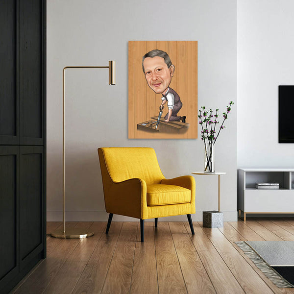 Karikatur vom Foto - Bretter sägen (ca828) - Lustige individuelle Karikatur vom eigenen Foto