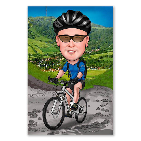 Karikatur vom Foto - Sportlicher Mountainbiker (ca908) - Lustige individuelle Karikatur vom eigenen Foto