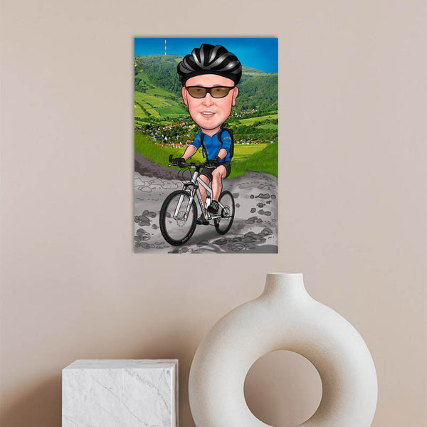 Karikatur vom Foto - Sportlicher Mountainbiker (ca908) - Lustige individuelle Karikatur vom eigenen Foto