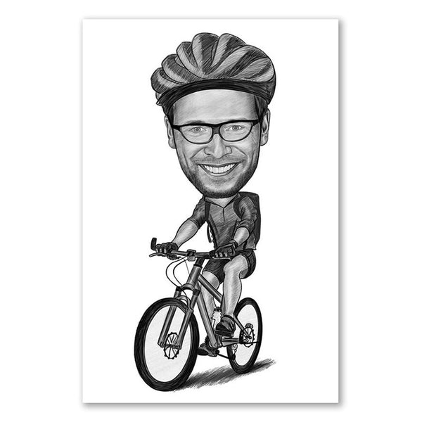 Karikatur vom Foto - Sportlicher Mountainbiker (ca908pen) - Lustige individuelle Karikatur vom eigenen Foto