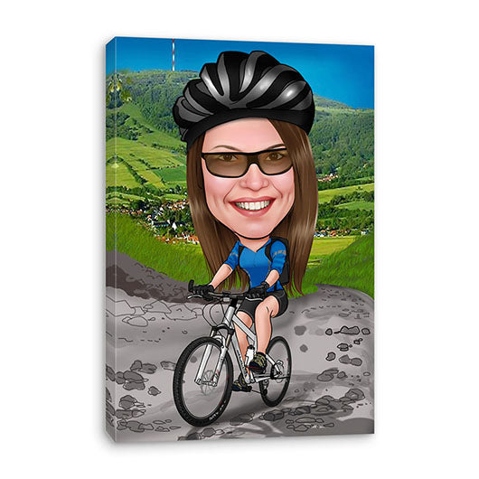 Karikatur vom Foto - Sportliche Mountainbikerin (ca908woman) - Lustige individuelle Karikatur vom eigenen Foto