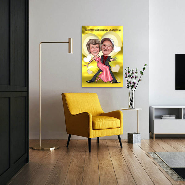 Karikatur vom Foto - Flotter Tanzschritt (ca950) - Lustige individuelle Karikatur vom eigenen Foto