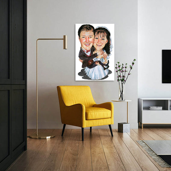 Karikatur vom Foto - Getragene Liebe (cdi106) - Lustige individuelle Karikatur vom eigenen Foto
