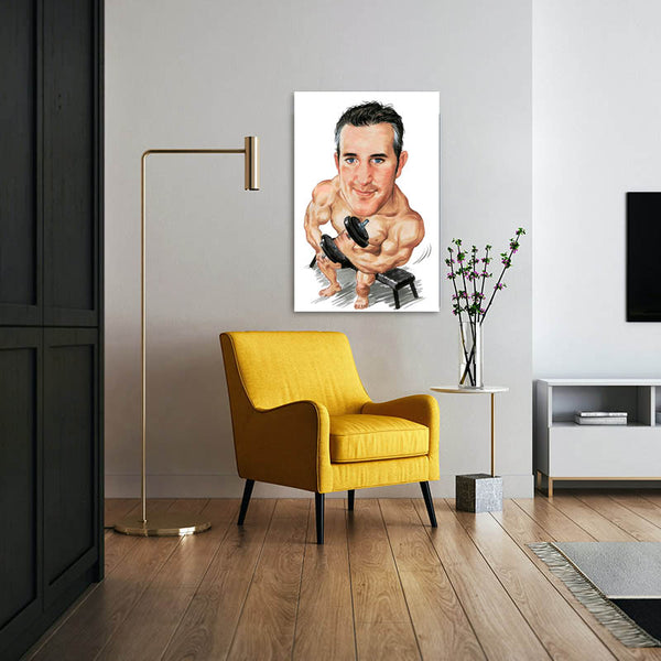 Karikatur vom Foto - Muskelpacket (cdi111) - Lustige individuelle Karikatur vom eigenen Foto