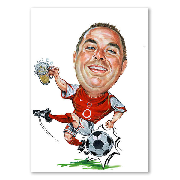 Karikatur vom Foto - Fussball und Bier (cdi118) - Lustige individuelle Karikatur vom eigenen Foto