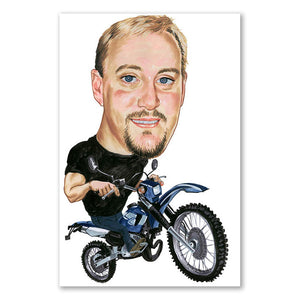 Karikatur vom Foto - Biker mit Spirit (cdi119) - Lustige individuelle Karikatur vom eigenen Foto