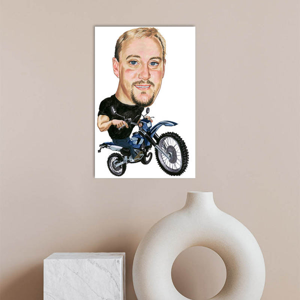 Karikatur vom Foto - Biker mit Spirit (cdi119) - Lustige individuelle Karikatur vom eigenen Foto