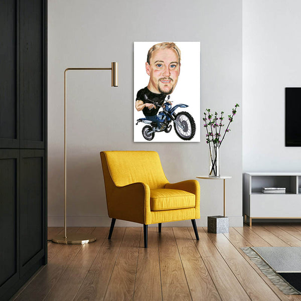 Karikatur vom Foto - Biker mit Spirit (cdi119) - Lustige individuelle Karikatur vom eigenen Foto