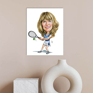 Karikatur vom Foto - Tennislady (cdi140) - Lustige individuelle Karikatur vom eigenen Foto