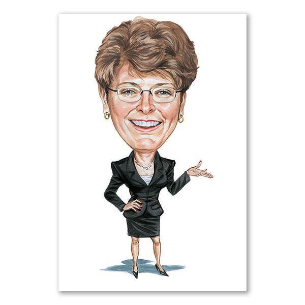 Karikatur vom Foto - Lady im Businesslook (cdi148) - Lustige individuelle Karikatur vom eigenen Foto