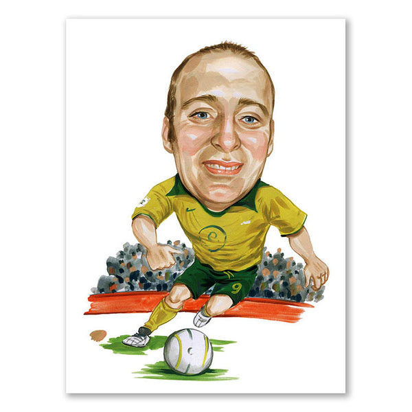 Karikatur vom Foto - Fußballer in grün-gelb (cdi159) - Lustige individuelle Karikatur vom eigenen Foto