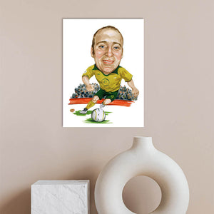 Karikatur vom Foto - Fußballer in grün-gelb (cdi159) - Lustige individuelle Karikatur vom eigenen Foto