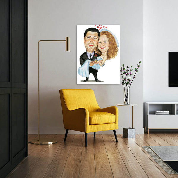 Karikatur vom Foto - Getragene Braut (cdi183) - Lustige individuelle Karikatur vom eigenen Foto
