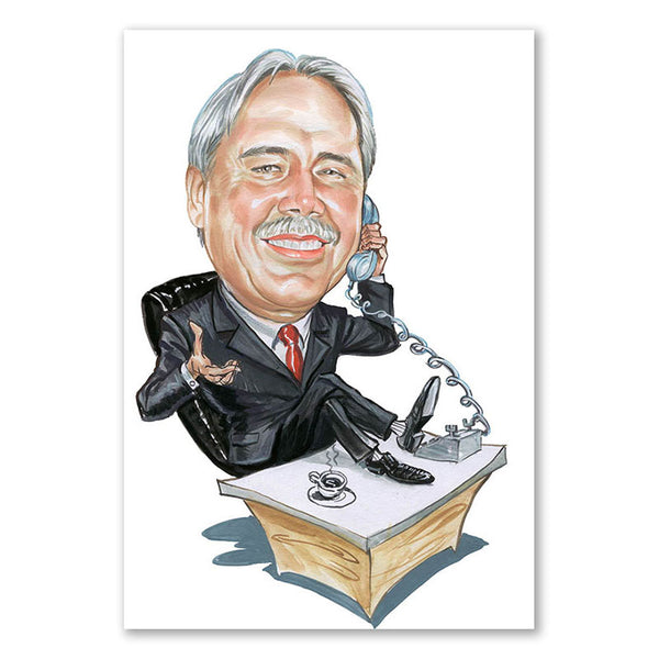 Karikatur vom Foto - Businessman am Telefon (cdi194) - Lustige individuelle Karikatur vom eigenen Foto