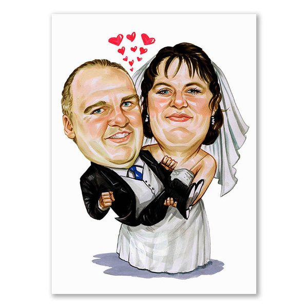 Karikatur vom Foto - Starkes Hochzeitspaar (cdi227) - Lustige individuelle Karikatur vom eigenen Foto