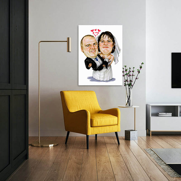 Karikatur vom Foto - Starkes Hochzeitspaar (cdi227) - Lustige individuelle Karikatur vom eigenen Foto
