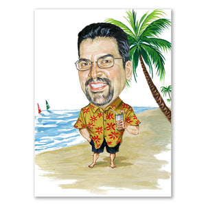 Karikatur vom Foto - Erholung am Strand (cdi235) - Lustige individuelle Karikatur vom eigenen Foto