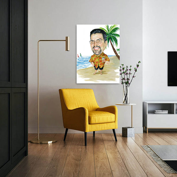 Karikatur vom Foto - Erholung am Strand (cdi235) - Lustige individuelle Karikatur vom eigenen Foto