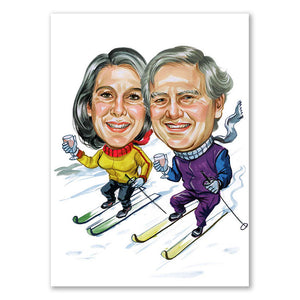 Karikatur vom Foto - Skipaar (cdi250) - Lustige individuelle Karikatur vom eigenen Foto