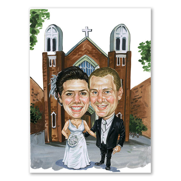 Karikatur vom Foto - Kirchliche Hochzeit (cdi256) - Lustige individuelle Karikatur vom eigenen Foto