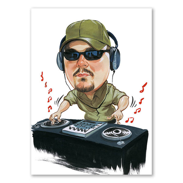 Karikatur vom Foto - DJ mit Musik (cdi259) - Lustige individuelle Karikatur vom eigenen Foto