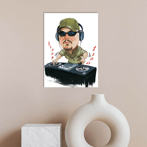 Karikatur vom Foto - DJ mit Musik (cdi259) - Lustige individuelle Karikatur vom eigenen Foto