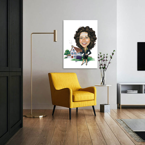 Karikatur vom Foto - Geschäftsfrau (cdi261) - Lustige individuelle Karikatur vom eigenen Foto
