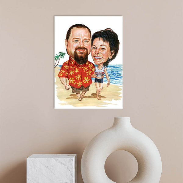 Karikatur vom Foto - Urlaub am Meer (cdi287) - Lustige individuelle Karikatur vom eigenen Foto