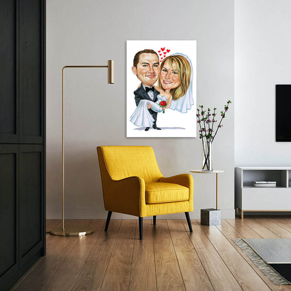 Karikatur vom Foto - Liebe verbindet (cdi294) - Lustige individuelle Karikatur vom eigenen Foto