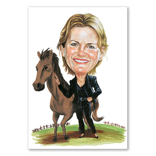 Karikatur vom Foto - Pferdefreund (cdi300) - Lustige individuelle Karikatur vom eigenen Foto