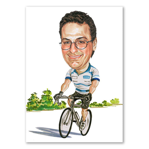 Karikatur vom Foto - Sportlicher Biker (cdi313) - Lustige individuelle Karikatur vom eigenen Foto