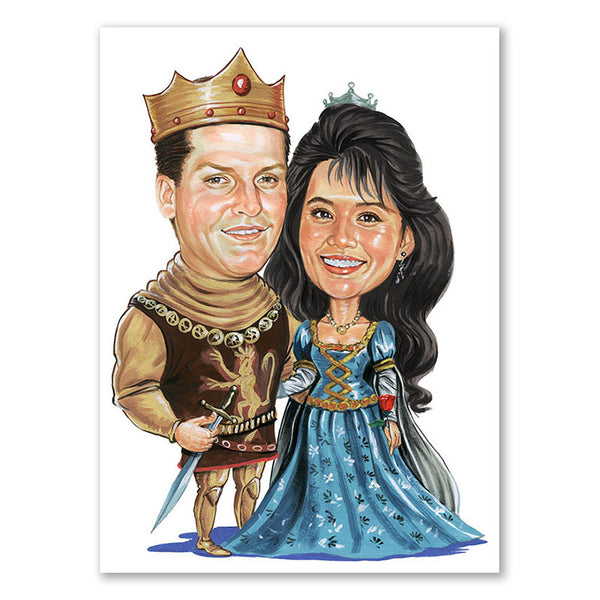 Karikatur vom Foto - König und Königin (cdi317) - Lustige individuelle Karikatur vom eigenen Foto