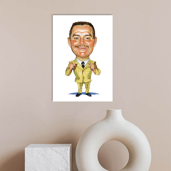 Karikatur vom Foto - Mann im gelben Anzug (cdi322) - Lustige individuelle Karikatur vom eigenen Foto