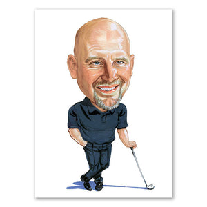 Karikatur vom Foto - Golfer in Pose (cdi323) - Lustige individuelle Karikatur vom eigenen Foto