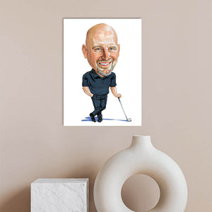 Karikatur vom Foto - Golfer in Pose (cdi323) - Lustige individuelle Karikatur vom eigenen Foto