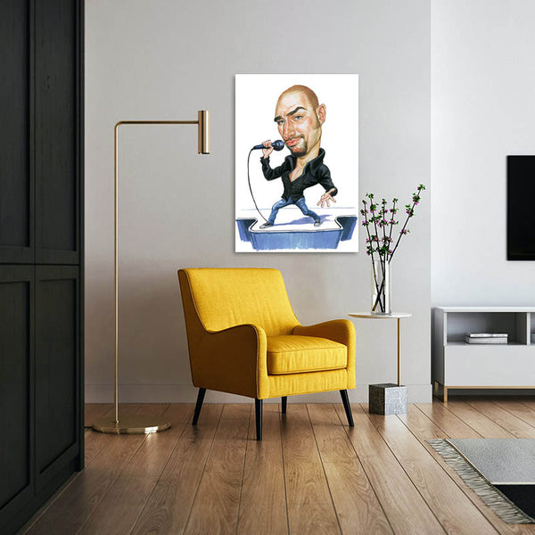 Karikatur vom Foto - Sänger auf Bühne (cdi337) - Lustige individuelle Karikatur vom eigenen Foto