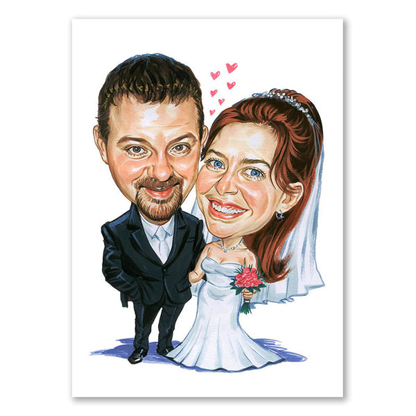 Karikatur vom Foto - Hochzeit in Schwarzweiss (cdi353) - Lustige individuelle Karikatur vom eigenen Foto