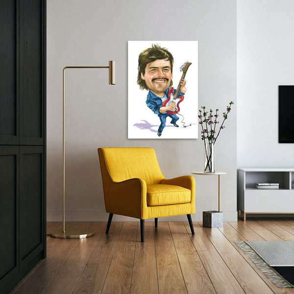 Karikatur vom Foto - Musiker mit E-Gitarre (cdi374) - Lustige individuelle Karikatur vom eigenen Foto